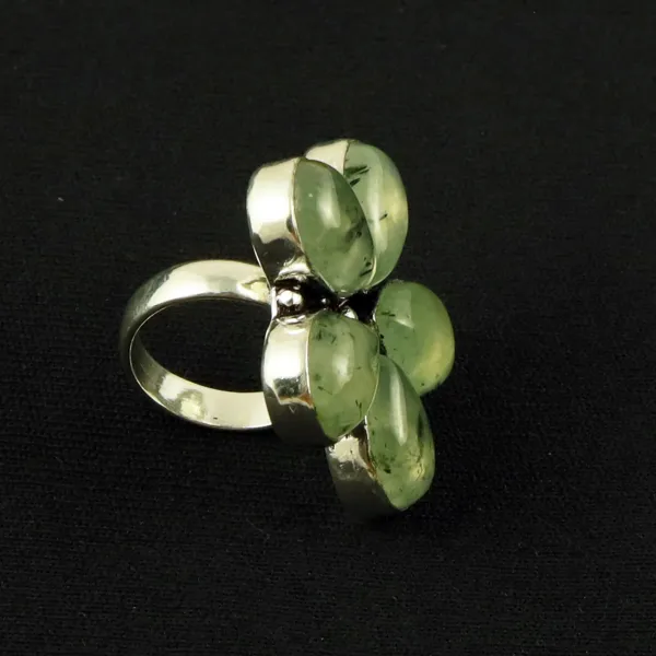Natural Prehnite Sterling Silver Plated Handmade Ring - Size 6 — photo 3