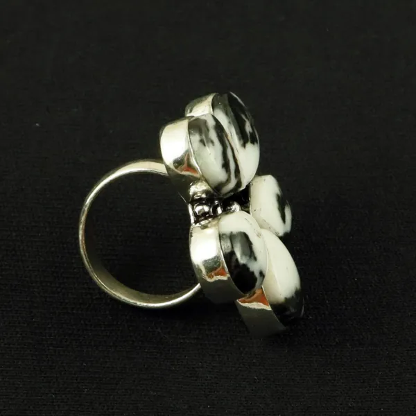 Natural Zebra Jasper Sterling Silver Plated Handmade Ring - Size 7 — photo 3