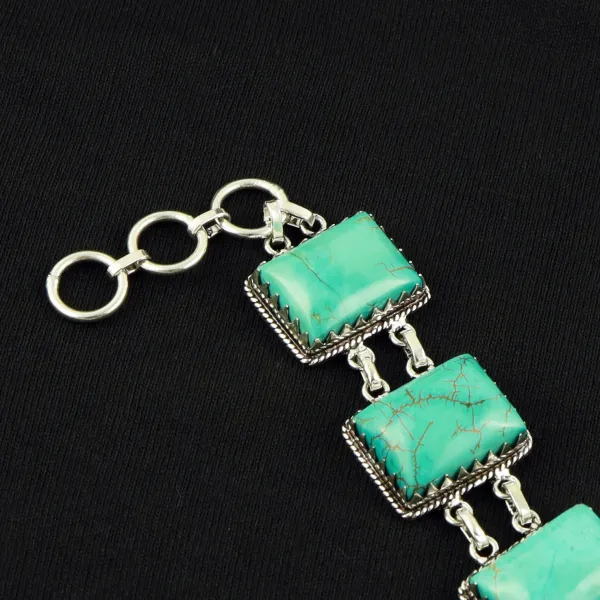 Natural Turquoise Sterling Silver Plated Handmade Bracelet — photo 3