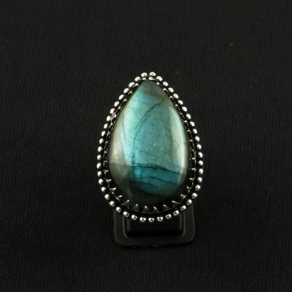 Natural Labradorite Sterling Silver Plated Handmade Ring - Size 6.5 — photo 1