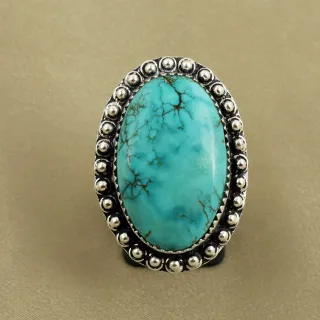 Natural Turquoise Sterling Silver Plated Handmade Ring - Size 8.5