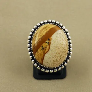 Natural Picture Jasper Sterling Silver Plated Handmade Ring - Size 6.5