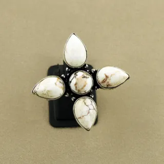 Natural Wild Horse Sterling Silver Plated Handmade Ring - Size 8.5 (Adjustable)