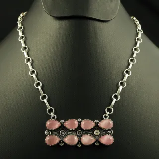 Natural Monalisa Sterling Silver Plated Handmade Necklace