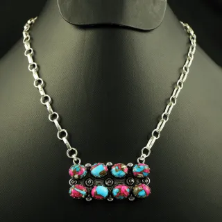 Natural Cotton Candy Sterling Silver Plated Handmade Necklace