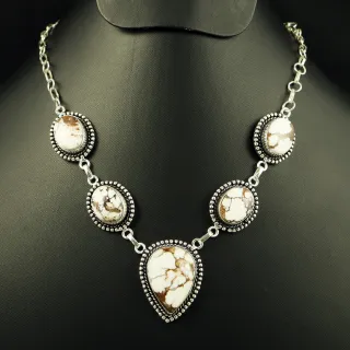 Natural Wild Horse Sterling Silver Plated Handmade Necklace