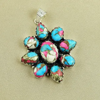 Natural Cotton Candy Sterling Silver Plated Handmade Pendant