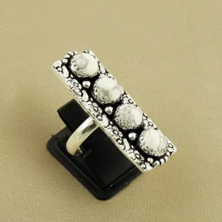 Natural Howlite Sterling Silver Plated Handmade Ring - Size 8