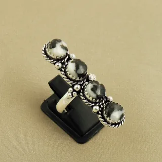 Natural Zebra Jasper Sterling Silver Plated Handmade Ring - Size 7.5