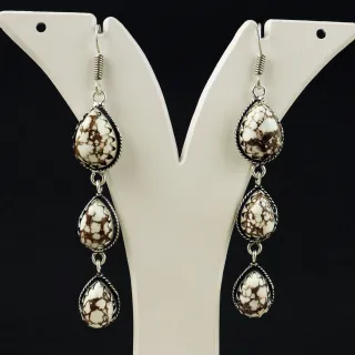 Natural Wild Horse Sterling Silver Plated Handmade Stud Earring