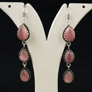 Natural Monalisa Sterling Silver Plated Handmade Stud Earring