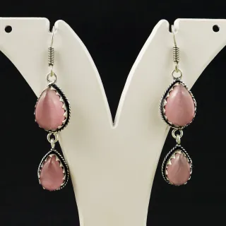 Natural Monalisa Sterling Silver Plated Handmade Stud Earring