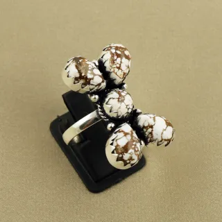 Natural Wild Horse Sterling Silver Plated Handmade Ring - Size 8.5 (Adjustable)