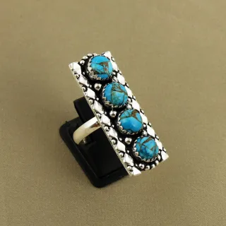 Natural Cotton Candy Sterling Silver Plated Handmade Ring - Size 9