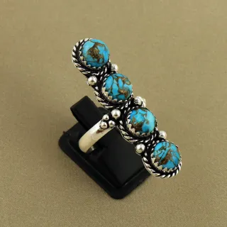Natural Kingman Turquoise Sterling Silver Plated Handmade Ring - Size 8.5