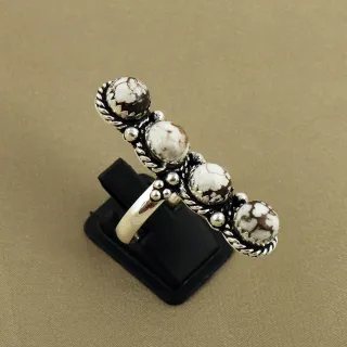 Natural Wild Horse Sterling Silver Plated Handmade Ring - Size 8.5