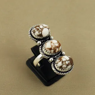 Natural Wild Horse Sterling Silver Plated Handmade Ring - Size 7.5