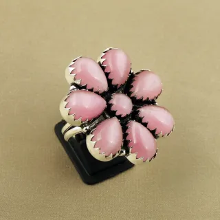 Natural Monalisa Sterling Silver Plated Handmade Ring - Size 11