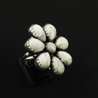 Natural Howlite Sterling Silver Plated Handmade Ring - Size 11