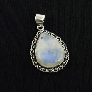 Natural Rainbow Moonstone Sterling Silver Plated Handmade Pendant