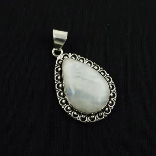Natural Rainbow Moonstone Sterling Silver Plated Handmade Pendant