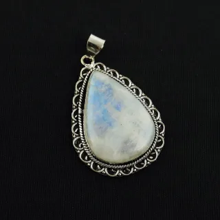 Natural Rainbow Moonstone Sterling Silver Plated Handmade Pendant
