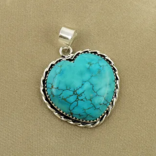 Natural Turquoise Sterling Silver Plated Handmade Pendant