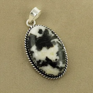 Natural Zebra Jasper Sterling Silver Plated Handmade Pendant
