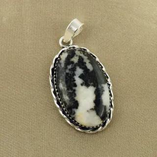 Natural Zebra Jasper Sterling Silver Plated Handmade Pendant
