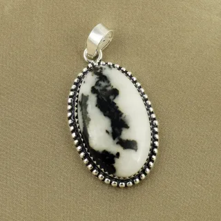 Natural Zebra Jasper Sterling Silver Plated Handmade Pendant