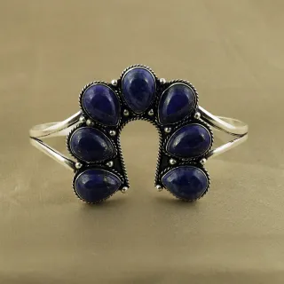 Natural Lapis Lazuli Sterling Silver Plated Handmade Cuff Bangle