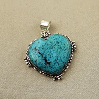 Natural Turquoise Sterling Silver Plated Handmade Pendant