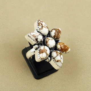Natural Wild Horse Sterling Silver Plated Handmade Ring - Size 8