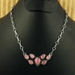 Natural Monalisa Sterling Silver Plated Handmade Necklace