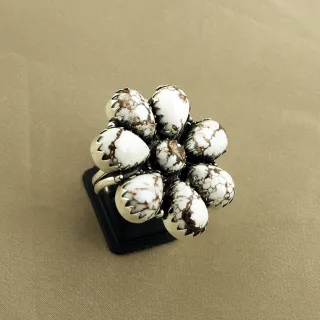 Natural Wild Horse Sterling Silver Plated Handmade Ring - Size 10.5