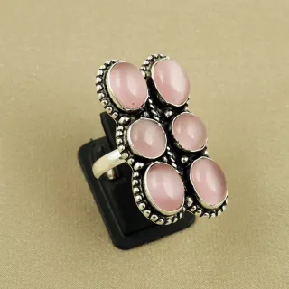 Natural Monalisa Sterling Silver Plated Handmade Ring - Size 7.5