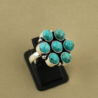 Natural Turquoise Sterling Silver Plated Handmade Ring - Size 5.5