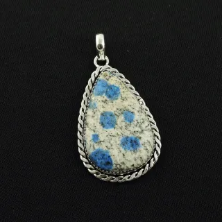 Natural K2 Jasper 2 Micron Sterling Silver Plated Handmade Pendant
