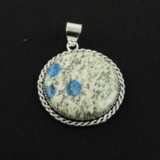 Natural K2 Jasper 2 Micron Sterling Silver Plated Handmade Pendant