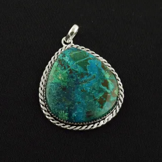 Natural Shattuckite 2 Micron Sterling Silver Plated Handmade Pendant