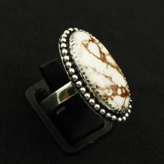 Natural Wild Horse 2 Micron Sterling Silver Plated Handmade Ring - Size 9