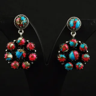 Natural Cotton Candy Sterling Silver Plated Handmade Stud Earring
