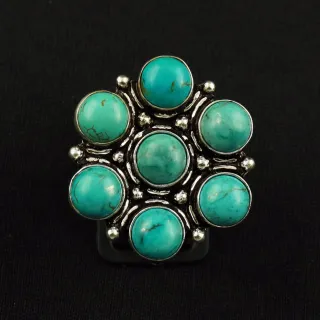 Natural Turquoise Sterling Silver Plated Handmade Ring - Size 9