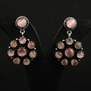 Natural Monalisa Sterling Silver Plated Handmade Stud Earring