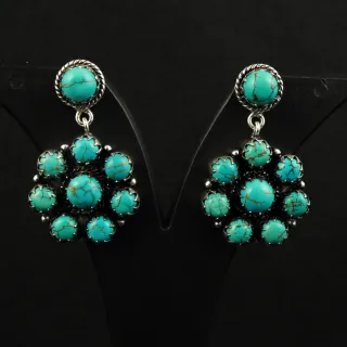 Natural Turquoise Sterling Silver Plated Handmade Stud Earring