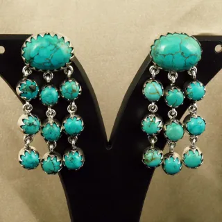Natural Turquoise Sterling Silver Plated Handmade Stud Earring