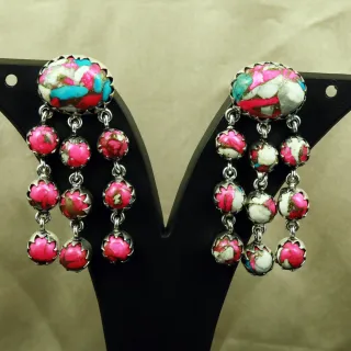 Natural Cotton Candy Sterling Silver Plated Handmade Stud Earring