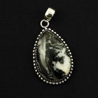 Natural Zebra Jasper Sterling Silver Plated Handmade Pendant