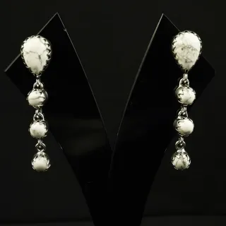 Natural Howlite Sterling Silver Plated Handmade Stud Earring