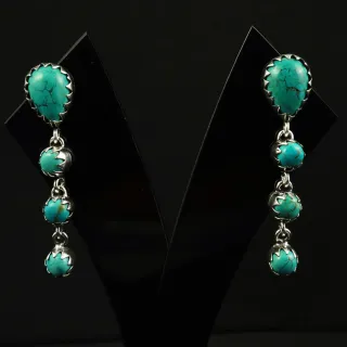 Natural Turquoise Sterling Silver Plated Handmade Stud Earring